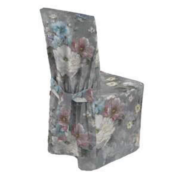 Dekoria Návlek na stoličku, modré a ružové kvety na šedom podklade, 45 x 94 cm, Flowers, 137-81