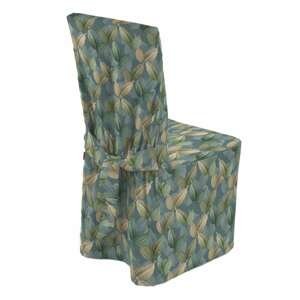 Dekoria Návlek na stoličku, zelené a béžové listy na zeleno - modrom podklade, 45 x 94 cm, Abigail, 143-20