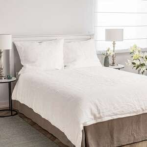 Dekoria Súprava posteľných ľanových obliečok Linen 220x200cm white, 220 x 200 cm/ 2 poszewki 70 x 80 cm