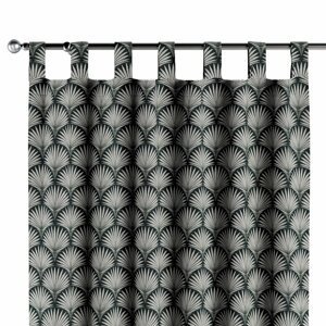Dekoria Záves na pútkach, sivé vzory na čiernom podklade, 130 x 260 cm, Výpredaj, 143-74