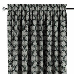 Dekoria Záves s navliekacou riasiacou páskou, sivé vzory na čiernom podklade, Výpredaj, 143-74