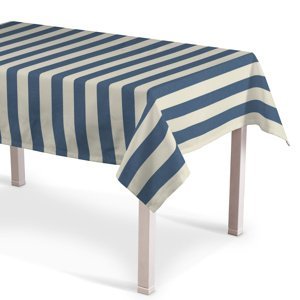 Dekoria Obrus na stôl obdĺžnikový, modro - biele pásy, 130 x 130 cm, Quadro, 142-70