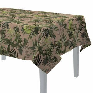 Dekoria Obrus na stôl obdĺžnikový, zelené rastliny na špinavo - ružovom podklade, Tropical Island, 143-71