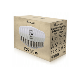 10x LED žiarovka E27 - G45 - 8W - 700lm - teplá biela