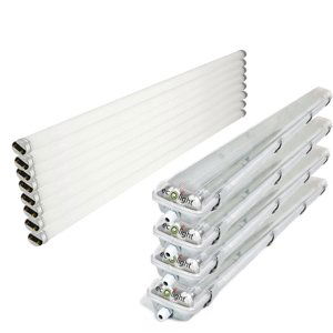 4x Svietidlo + 8x LED trubica - G13 - 120cm - 18W - 1800lm neutrálna biela - SADA