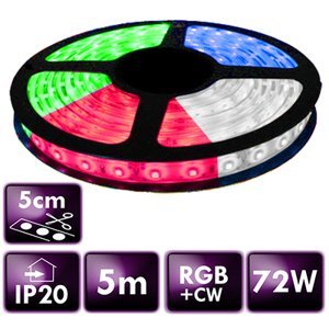 LED pásek - SMD 5050 - RGB+CW - 5 m - 60 LED/m - 14,4 W/m - IP20