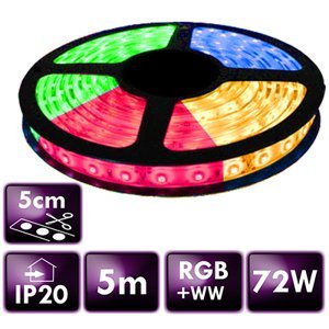 BERGE LED pásek - SMD 5050 - RGB+WW - 5 m - 60 LED/m - 14,4 W/m - IP20