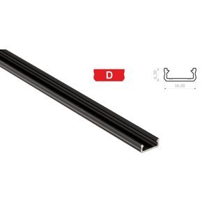 Hliníkový profil pre LED pásky D mini povrchový 2m ČIERNY