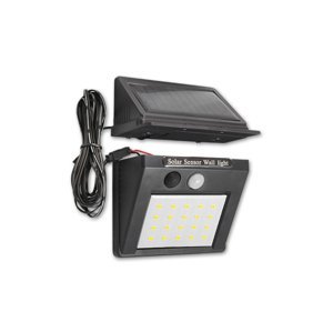 LED solárna lampa 20SMD - 200 lm - senzor súmraku - kábel - studená biela