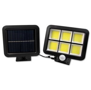 LED solárny reflektor 6xCOB - 4W - senzor súmraku a pohybu - studená biela