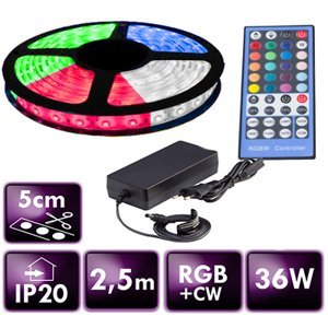 LED pásik - RGB+CW - 2,5m - 60LED/m - 14,4W/m - 1500Lm - IP20 - SADA