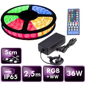 LED pásik - RGB+WW - 2,5m - 60LED/m - 14,4W/m - 1400Lm - IP65 - SADA