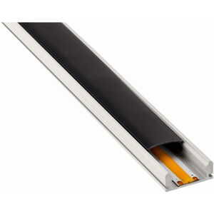 Plochý profil BRG-24 pre biele LED pásiky - 1m + čierne tienidlo + madlo + koncovky