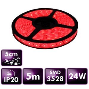 LED pásik - SMD 2835 - 5m - 60LED/m - 4,8 W/m - IP20 - červený