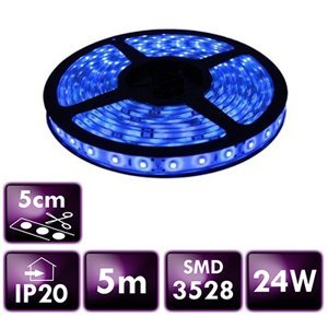 LED pásik - SMD 2835 - 5m - 60LED/m - 4,8W/m - modrý - IP20 - s konektorom