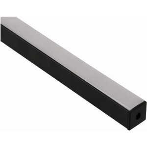 Rohový profil BRG-20 pre LED pásky, čierny, 1m + štvorcové opálové tienidlo
