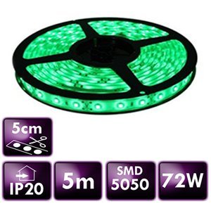 LED pásik - SMD 5050 - 5m - 60LED/m - 14,4W/m - IP20 - zelený
