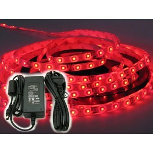 LED pásik KOMPLET - SMD 2835 - 5m - 300/5m - 4,8 W/m - červený + konektor + zdroj