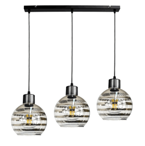 LED závesné stropné svietidlo 3xE27 GLASS BALL stripes black