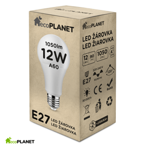 LED žiarovka - ecoPLANET - E27 - 12W - 1050Lm - neutrálna biela