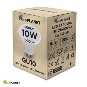 LED žiarovka - GU10 - ECOPLANET - 10W - 900Lm - studená biela