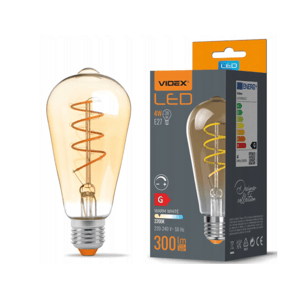 LED žiarovka filament AMBER - E27 - 4W - ST64 - stmievateľná - teplá biela