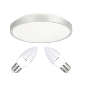 Stropné LED svietidlo SEMO-R SILVER - 2xE27 IP20 + 2x E27 10W sviečka - neutrálna biela