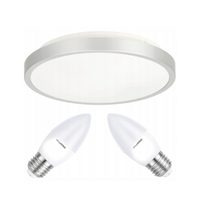 Stropné LED svietidlo SEMO-R SILVER - 2xE27 IP20 + 2x E27 10W sviečka - studená biela