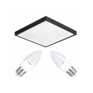 Stropné LED svietidlo LARI-S BLACK - 2xE27 IP20 + 2x E27 10W sviečka - neutrálna biela