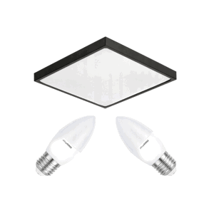 Stropné LED svietidlo LARI-S BLACK - 2xE27 IP20 + 2x E27 10W sviečka - studená biela