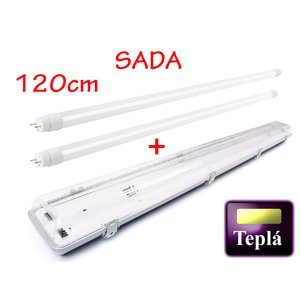 Svitidlo + 2x LED trubica - T8 - 120cm - 18W - 3240Lm - teplá biela - SADA