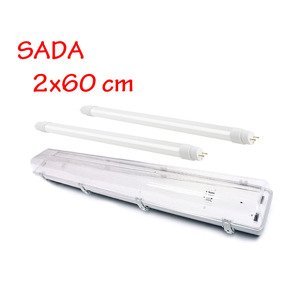 Svietidlo + 2 x LED trubica - T8 - 60 cm - 9W - studená biela - SADA
