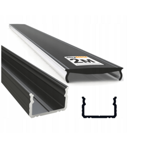 Profil pre LED pásky OXI-Dx prisadený 1m ČIERNY + čierny kryt