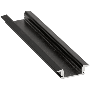 Zapustený profil BRG-23 SLIM pre LED pásky čierny 2m + priehľadný kryt + držiak + koncovky