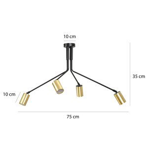 Stropné svietidlo Verno 4 Black v čiernej a zlatej