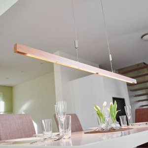 Lucande Kyvadlová LED lampa Nora dubové drevo – 158 cm