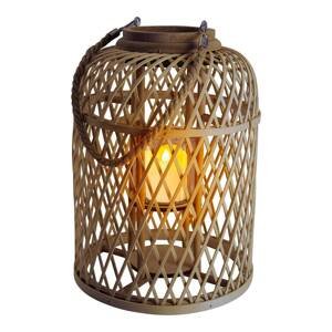 Solárna LED lucerna Kôš, bambus, výška 38 cm hnedá