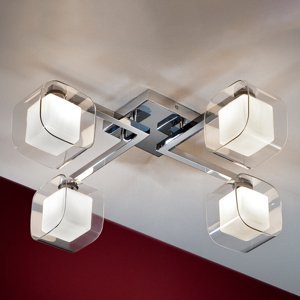 Cube – stropné LED svietidlo, 4 dvojité tienidlá