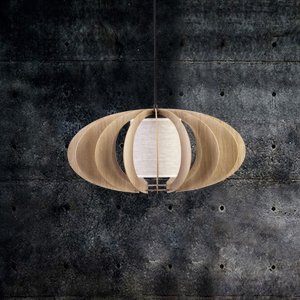 Závesná lampa Modern A L drevené lamely, Ø 60 cm