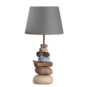 ONLI Stolná lampa Vera, látkové tienidlo a kameň, 55 cm