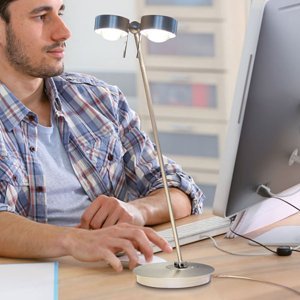 Stolná LED lampa Puk Table Twin chróm matná