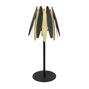 Lucande Lounit stolná lampa, čierno-zlatá