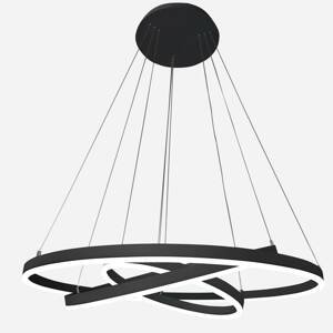 Arcchio Albiona LED závesná lampa, čierna 3 krúžky