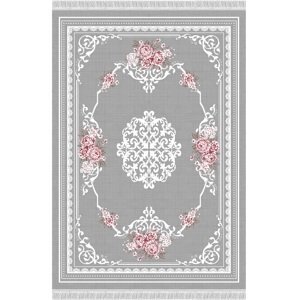 TEMPO KONDELA Sedef Typ 2 koberec 160x230 cm sivá / vzor kvety