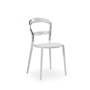 HALMAR K100 jedálenská stolička biela / priehľadná