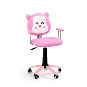 HALMAR Kitty detská stolička na kolieskach s podrúčkami ružová / biela