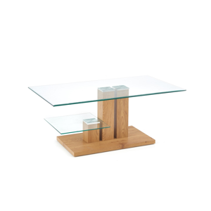 HALMAR Tempa sklenený konferenčný stolík dub zlatý / priehľadná
