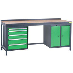 NABBI PSS03D/L4L10L10 pracovný stôl grafit / zelená