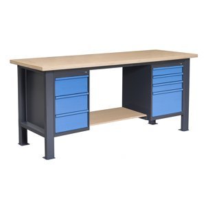 NABBI PL03L/P8/PL810/P4 pracovný stôl s jednou policou grafit / modrá