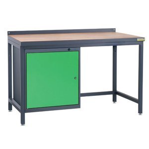 NABBI PSS02D/L1 pracovný stôl so zverákom grafit / zelená